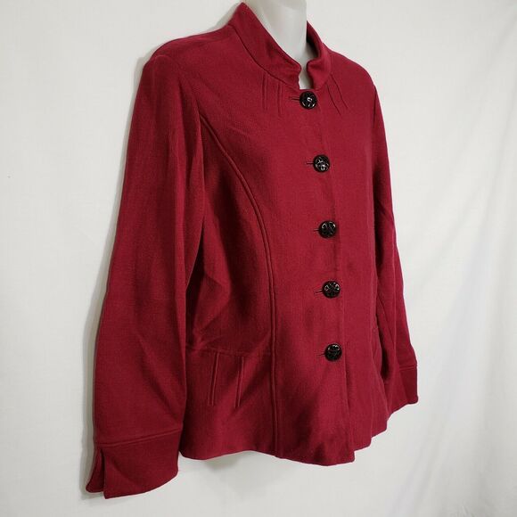 Coldwater Creek Womens Jacket Size 10 Tailored Fit Maroon Button Up Long Sleeve - Picture 4 of 10